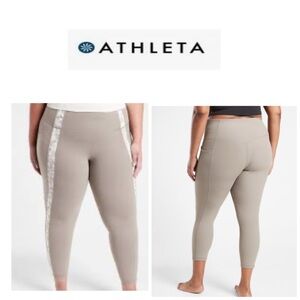 Athleta Grey Serene Salutation Stash Pocket Leggings with Patterned Stripe 3X